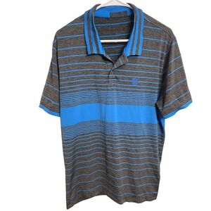 G/FORE Mens Large Blue Gray Striped Short Sleeve Performance Golf Polo Shirt
